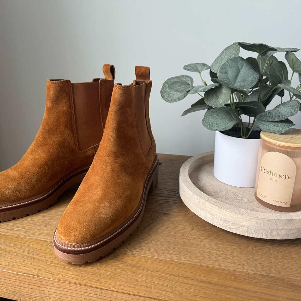Tory Burch Tan Suede Chelsea Boots